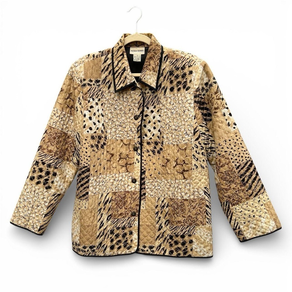 Vintage Alfred Dunner Silk Animal Print Quilted Jacket (size L)